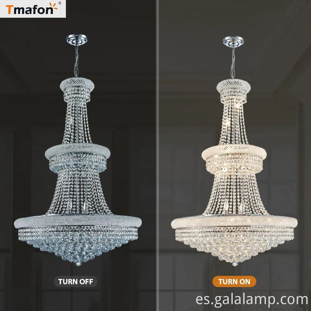 Candelera de vestíbulo de cristal de oro elegante - lámpara colgante de techo contemporáneo